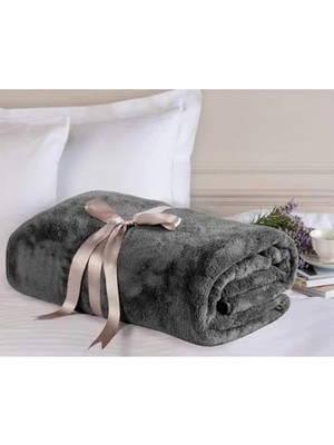Wellsoft Antrasit Peluş Polar Televizyon Battaniyesi Tek Kişilik 170 * 230 Yumuşak ve Rahat
