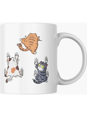 Kedi Baskılı Kupa Bardak Komik Desenli Hediyelik Kahve Çay Kupası