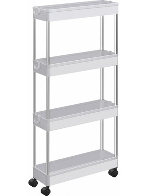 Arabası, 4 Seviyeli Mutfak Arabası, Mutfak Rafı, Tekerlekli Niş Rafı, Banyo Rafı, Yerden Tasarruf Sa