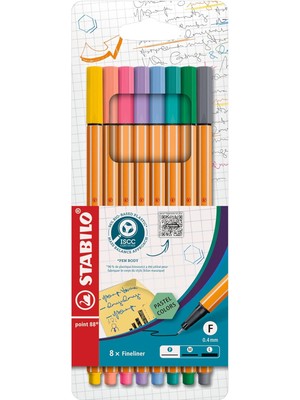 Stabılo Point 88 - Ince Keçe Uçlu Kalem - 8'li Paket - Çeşitli Pastel Tonları