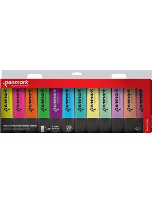 Fosforlu Kalem 12'li Karışık Renk 6 Pastel ve 6 Neon