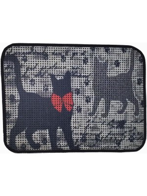 Elekli Desenli Kedi Tuvalet Önü Paspası 60 x 45 cm Patiler