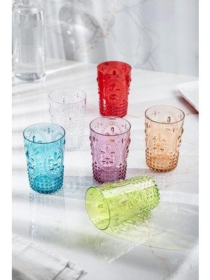 Ews Akrilik Renkli 6'lı Kısa Bardak & Su Meşrubat Kahve Yanı Bardağı 400 ml (Cam Değildir)