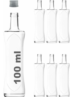 100 ml Şeffaf Piramit Sosluk 100 cc Kapaklı Kavisli Cam Şişe 6 Adet (Gümüş (Metal))