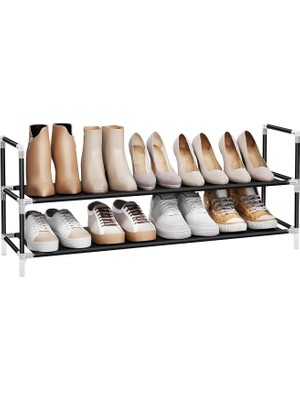 2 Katlı Raf, Antre Dolabı Için Ayakkabı Saklama Çözümü, Ince ve Yer Tasarrufu Sağlayan, Metal Çerçev