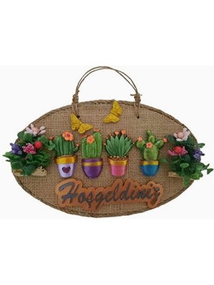 Çiçeklerin Büyüsü Hoşgeldiniz Yazılı Kapı Süsü