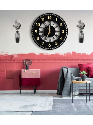 Modern Tablo Setli Ahşap Vıp Dekoratif Duvar Saati