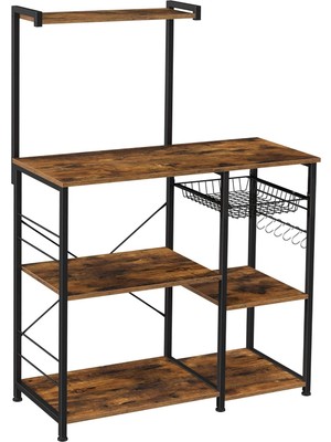 Fırıncı Raflı Raf, Tel Sepetli Mikrodalga Standı, 6 S-Kanca, Mutfak Rafı, Baharatlar, Tencereler ve