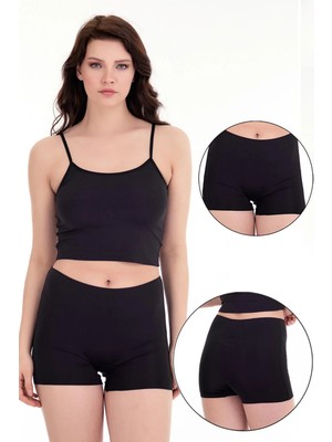 Sensu Kadın Yüksek Bel Lazer Kesim Siyah Şort Rahat Kalıp Özelliği ile Günlük Kullanım İçin