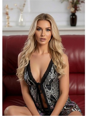 Liyuza Desenli Saten Gecelik