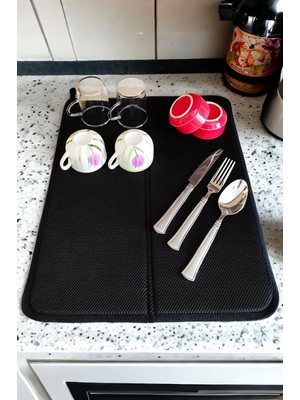 Fulia Elegance Bulaşık Kurutma Matı, Bulaşık Kurutma Örtüsü, Kaymaz Taban Emici Bulaşıklık, Katlanır