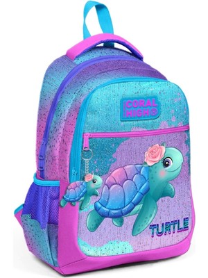Hype Store High Kız Çocuk Ilkokul ve Ortaokul Sırt Çantası - Mavi Pembe Kaplumbağa