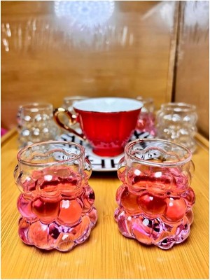 6 Lı Boncuk Üzüm Sunum Bardağı Espresso Bardağı Dekoratif Kahve Yanı Üzüm Bardak Shot Bardağı 6 Adet