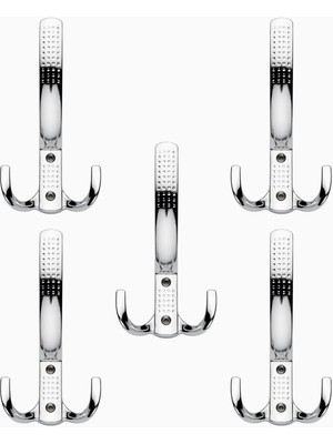 BADEM10 5 Adet Noktalı Portmanto Vestiyer Dolap Mobilya Kapak Askısı Zamak Krom Askı 14 cm