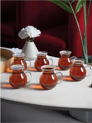 Mithra Life 6 Adet Ateşe Dayanıklı Kulplu Cam Keyifli Çay Bardağı Kupa Seti MIT1165