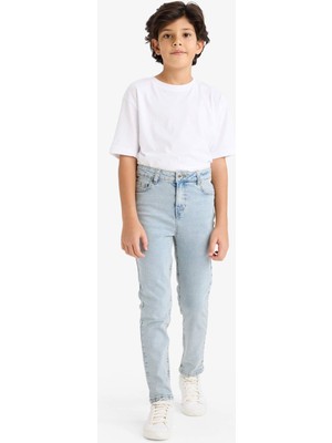 DeFacto Hareket Özgürlüğü Sunan Esnek Dar Kesim Jean Pantolon Erkek Çocuk F8478A826SM