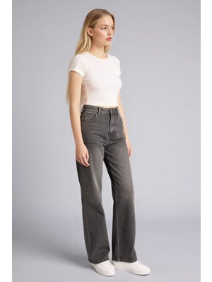 DeFacto 90's Wide Leg Yüksek Bel Uzun Jean Yıkamalı Pantolon G8836AX26SP