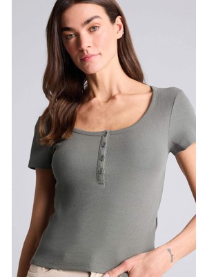 DeFacto Regular Fit Basic Fitilli Kaşkorse Tişört H2034AX26SM