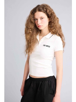 DeFacto Fitted Polo Yaka Ribana Tişört H1086AX26SP