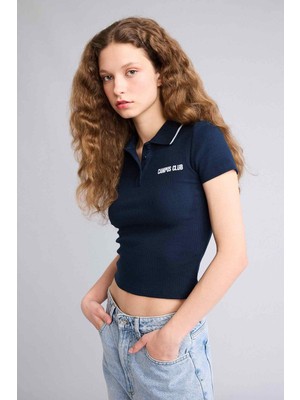 DeFacto Fitted Polo Yaka Ribana Tişört H1086AX26SP