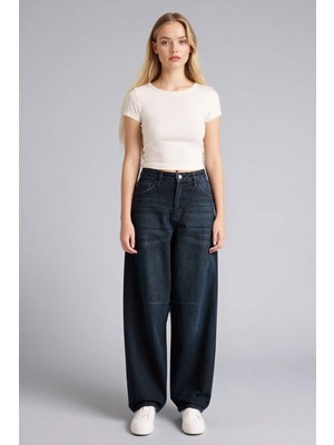 DeFacto Baggy Fit Yüksek Bel Uzun Jean Pantolon E4662AX26SP