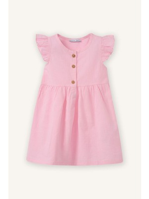 DeFacto %100 Pamuk Flamlı Poplin Elbise Kız Bebek Z7402A226SM