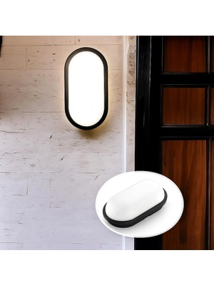 Aydos 15W Siyah IP65 Oval LED Tavan ve Duvar Lambası | 1500 Lümen Beyaz Işık | Su ve Toz Geçirmez Ba