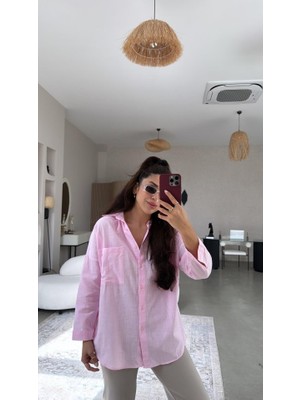 Arben Boutique Kadın Tek Cepli Over Size Ketem Gömlek
