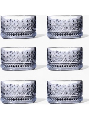 Lüx Kristal Büyük Cam Sunum Seti 6'lı, Kristal Kesme Cam Dondurmalık ve Tatlı Sunum, 9 cm x 5 cm