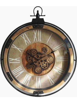 CRK-816 Premium Ahşap Ithal Dönen Çarklı Roma Rakamlı Duvar Saati 74 * 8 * 90 cm