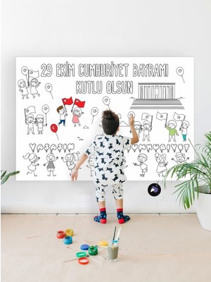 Postermanya (PSTER21294) 29 Ekim Cumhuriyet Bayramı Eğitici Dev Boyama Kağıdı, Çocuklar Için Aktivit