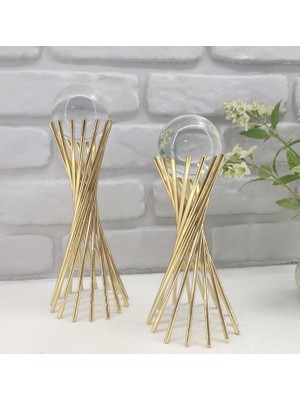 Gold Kaplama Metal 2'li Set Salon Burgu Model Kristal Cam Toplu Aksesuar Dekorasyon Biblo Obje