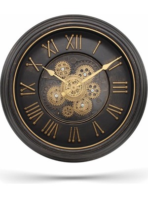 Efe Mark Premium Serisi Antik Eskitme Kadranlı Döner Çarklı Ev ve Ofis Duvar Saati Roma Rakamlı 40 C