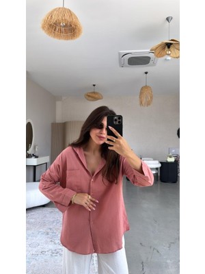 Yaman Market Kadın Tek Cepli Over Size Ketem Gömlek