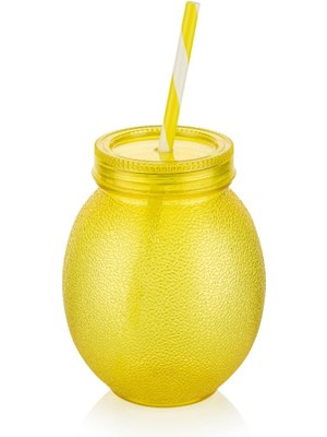Akrilik Limon Pipetli Bardak 650ML [1 Adet] | Ferahlatıcı ve Renkli 650ML Akrilik Limon Pipetli Bard