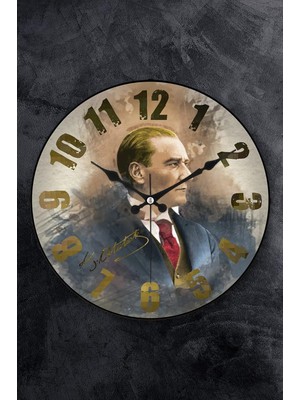 36 cm Gerçek Bombe Cam Akar Saniye Sessiz Mekanizma Dekoratif Atatürk Duvar Saati