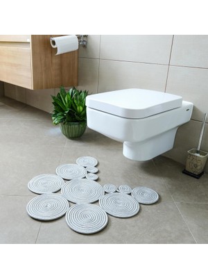 Bohem Tarz Jüt Klozet Önü Paspası - Doğal Jüt, Yıkanabilir ve Dayanıklı Halı, Şık ve Dekoratif Banyo