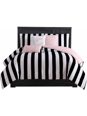 Juicy Couture JYZ010171 Cabana Çizgili 6 Parça Ters Çevrilebilir Set, King, Canaba Çizgili Siyah