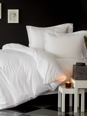 63 Tel Pamuklu Çift Kişilik Nevresim Takımı – Beyaz