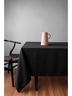 Gauze Fabric Kadife Dokulu Masa Örtüsü (Siyah, 140X220)