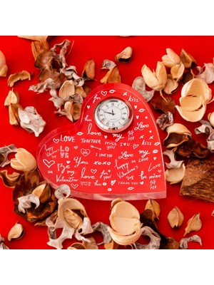 Aşk Temalı Hediye Akrilik Kalp Saat