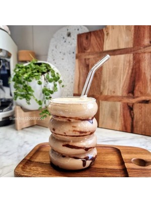 Isıya Dayanıklı Borosilikat Cam Şerit Şeklinde Bardak Kahve ve Sunum Bardağı - 1 Adet Modern Tasarım