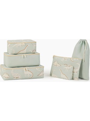 Ocean Home Textile Dinozor Desenli 6'lı Çocuk Odası Bavul İçi Düzenleyici Seti Standart Ölçüler