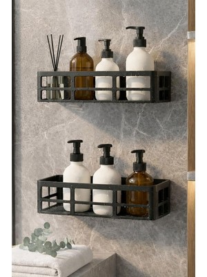 Yapışkanlı Duş Rafı – 2 Adet Paslanmaz Banyo Şampuanlık Organizer | Delmeden Montaj | Geniş Kapasite