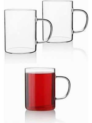 Xesha 3 Adet Borosilikat Isıya Dayanıklı Termisil Cam Kupa Bardak Çay Kahve Bardağı