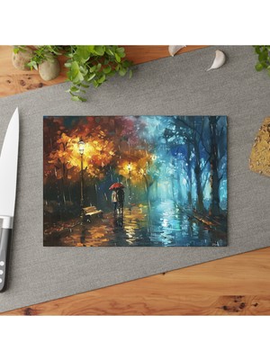 Feyza Design Empresyonist Peyzaj Tasarım Temiz ve Çizilmez Cam Kesme Tahtası