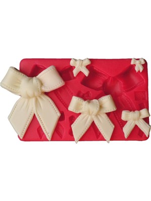 Feyza Design Renkli 5'li Silikon Kalıp Fiyonk ve Kurdele Seti, Dekoratif ve Şık