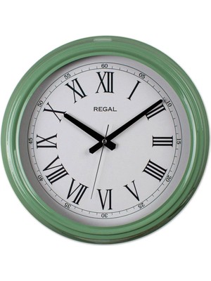 Regal Roma Rakamlı Metal Duvar Saati - Canlı Yeşil Renk Klasik Dekoratif Saat