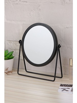 Özgürce 15 cm Siyah Yuvarlak Dönen Metal Masa Aynası, Şık ve Fonksiyonel Tasarım