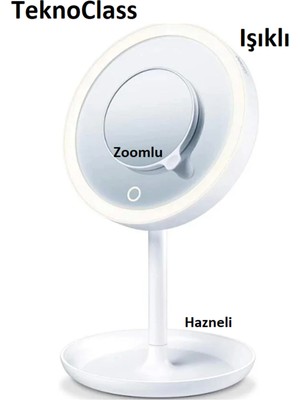 Özgürce Şarjlı Büyüteçli Dokunmatik LED Işıklı Masaüstü Makyaj Aynası
